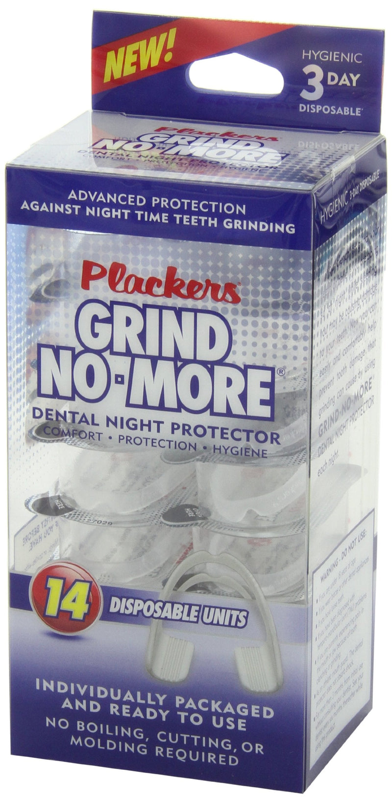 [Australia] - Plackers Grind No More Dental Night Guard for Teeth Grinding, 14 Count 14 Count (Pack of 1) 