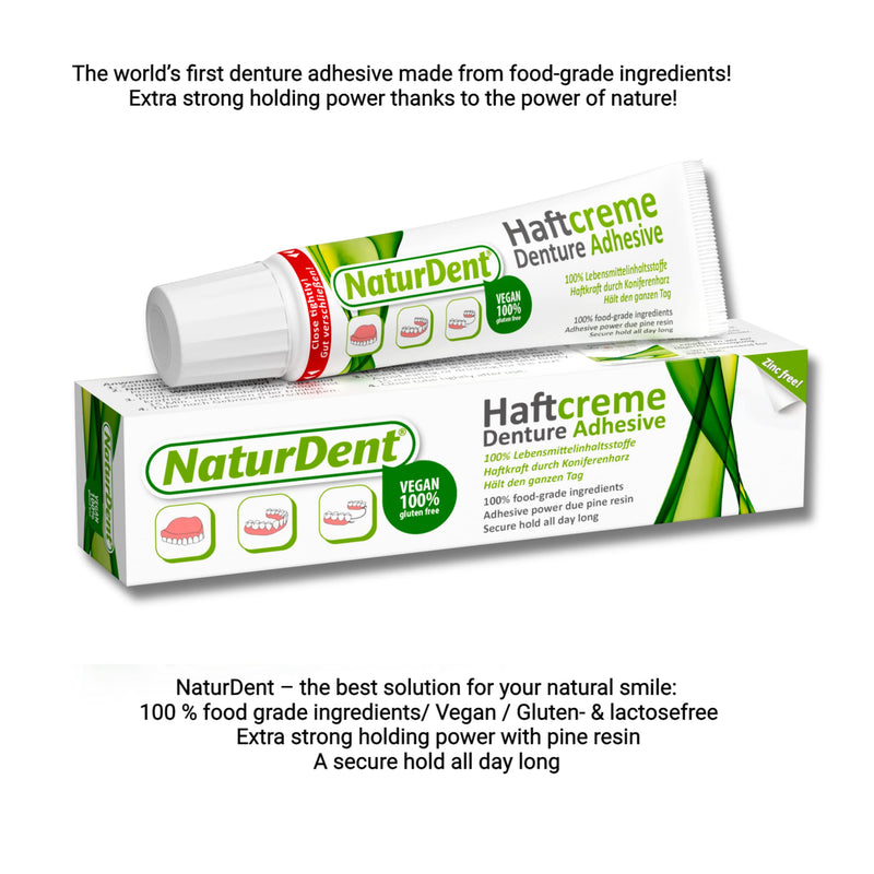 [Australia] - Natural Strong Denture Adhesive NaturDent holds Dentures Longer and Stronger No Zinc No Petrochemical No Paraben No Yucky Taste 