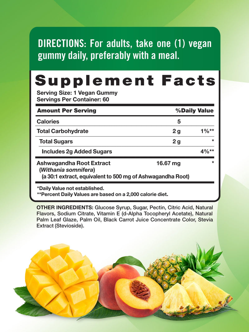 [Australia] - Nature's Truth Ashwagandha Gummies | 60 Tropical Flavor Gummies | Vegan, Non-GMO, & Gluten Free Supplement 