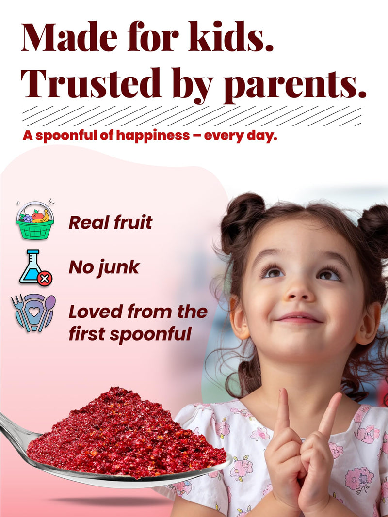 Immunextra Kids 90g – Better Then Freeze Dried Fruit and Veggie - Concentrated Powder with Extra Raspberry - Low Temperature Drying – Preserving Natural enzymes, Rich in antioxidants