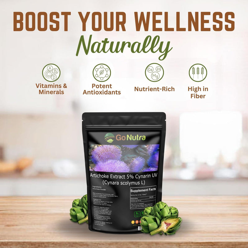 [Australia] - Go Nutra Artichoke Extract Powder Potent 5% Cynarin Artichoke Powder Pure Artichoke Leaf & Stem 4oz. | 150 servings 