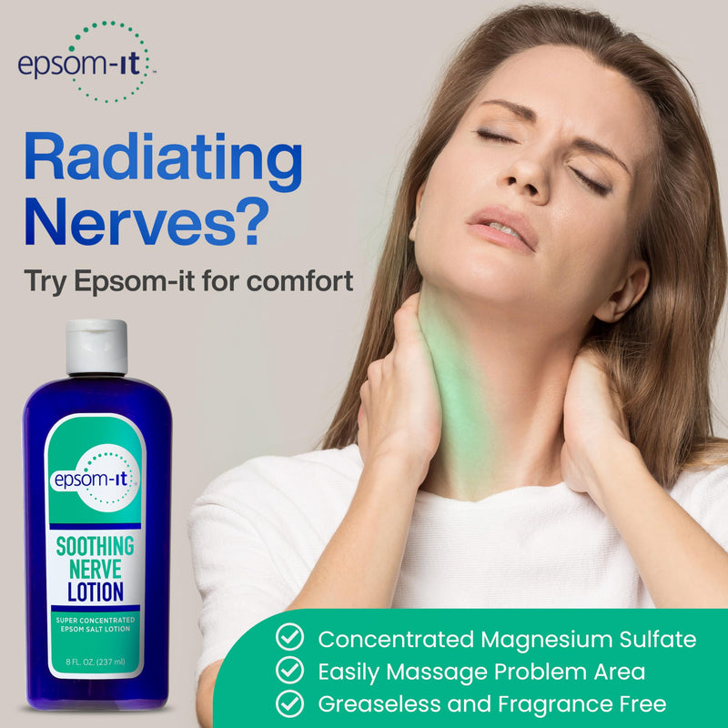 EPSOM-IT Soothing Nerve Magnesium Lotion, Epsom Salt, Arnica Cream, 1-Pack | 8 Fl Oz, 100% Pure Magnesium Sulfate with Arnica & Capsaicin, Greaseless, Fragrance-free, Topical Cream for Nerve Discomfort 8 Fl Oz (Pack of 1)