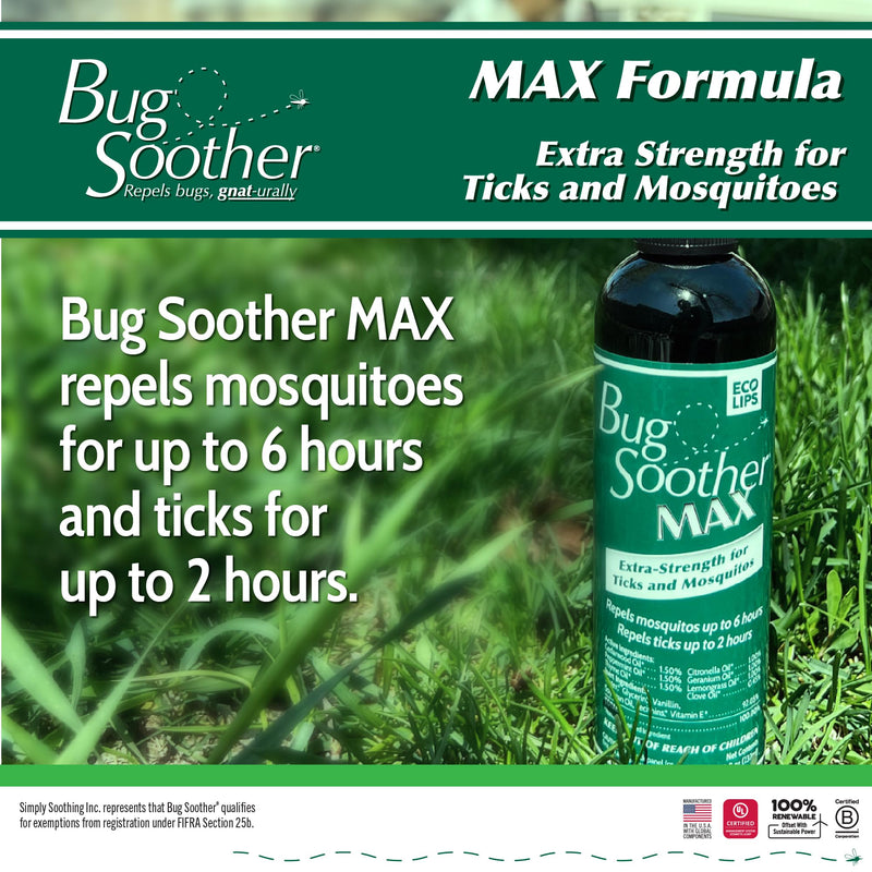 [Australia] - Bug Soother MAX - Extra Strength Natural Gnat, Tick, and Mosquito Repellent, 2 Pack 8 fl oz w/Free 1 oz. DEET-Free Bug Spray Deterrent - Safe for Adults & Environment - Made in USA 8 Fl Oz (Pack of 2) 