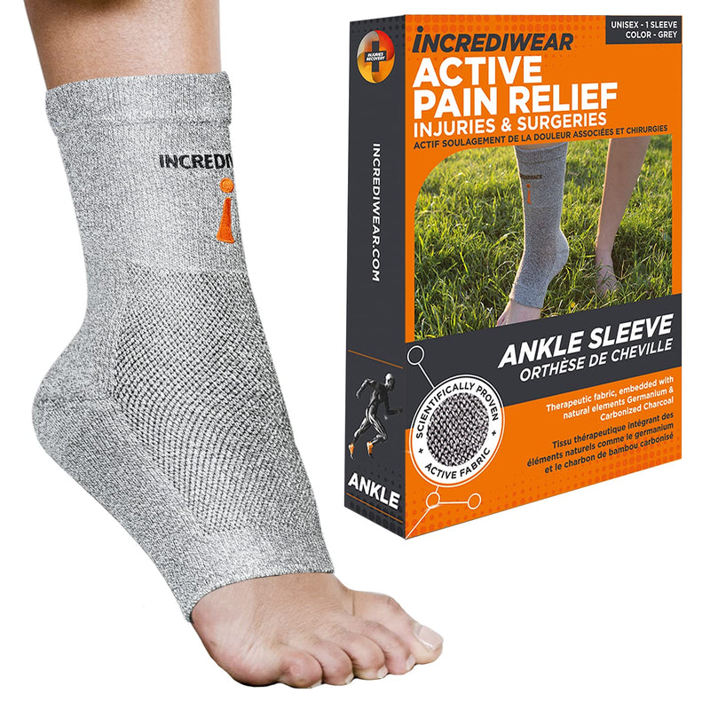 Incrediwear Ankle Sleeve – Brace for Joint Pain Relief, Sprained Support, Arthritis, Inflammation and Circulation, Support Women Men (Grey, Large) Grey Large (Pack of 1)