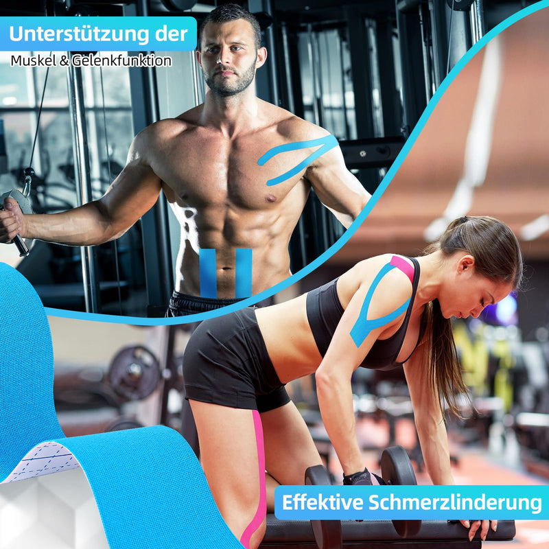 [Australia] - AUXHCYL Tape Sport Kinesio Tapes - 3 Kinesiology Tape Rolls, Classic Sports Tape, Professional Physio Tape, Skin-Friendly Medical Tapes for Shoulder, Knee and Ankle (5m x 5cm) 