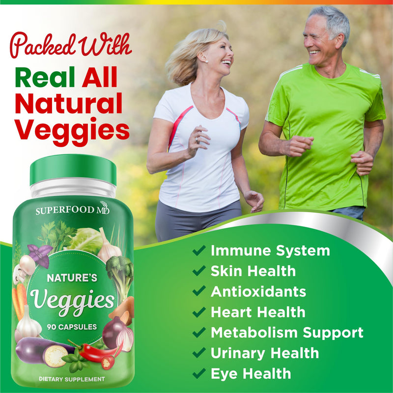 [Australia] - Superfood MD Veggies Supplement - 90 Veggie Capsules - Supports Energy Levels, Beta Carotene, Vitamins & Minerals - Soy Free - 90 Count 