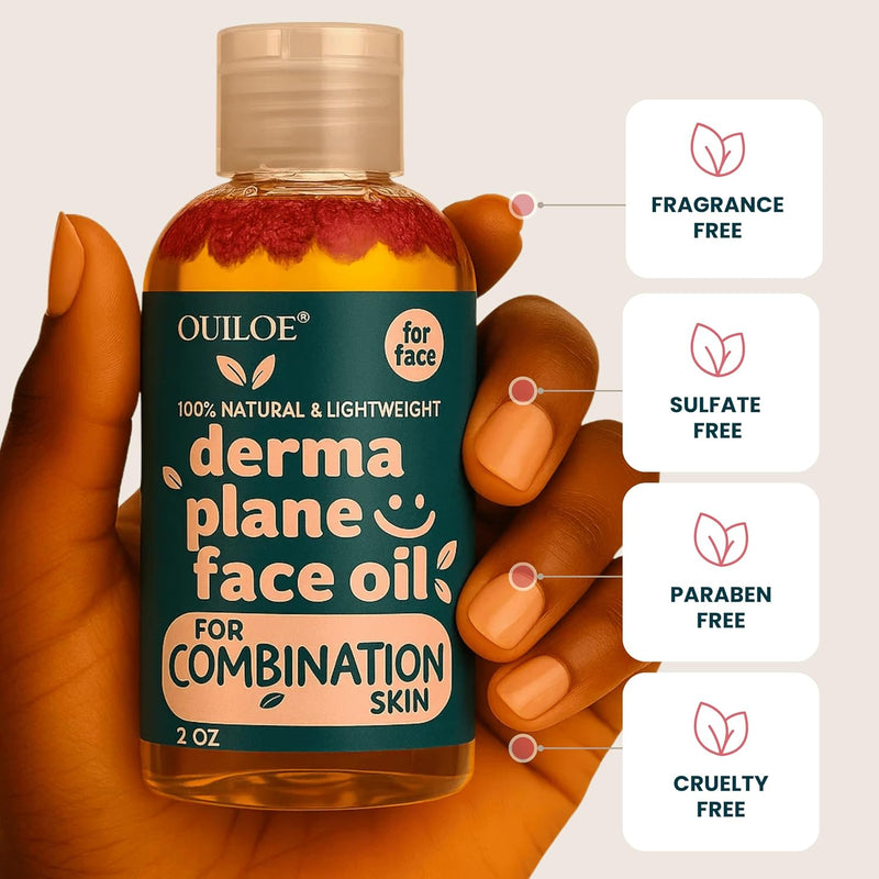 Dermaplane Oil, Face Shaving Oil for Women with Combination Skin - Lightweight & Natural Facial Shave Oil - Use with a Dermaplaning Tool, Razor, Shaver or Microblade for Close Shave 4 oz by Ouiloe For Combination Skin 4 Fl Oz (Pack of 1)