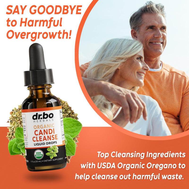 [Australia] - Candi Cleanse Support Supplement Drops - Organic Oregano Oil Drops Liquid & Black Walnut Wormwood - Extra Strength Overgrowth Balance Complex, Natural Oral Gut Cleanser Detox Health Supplements 1 oz 