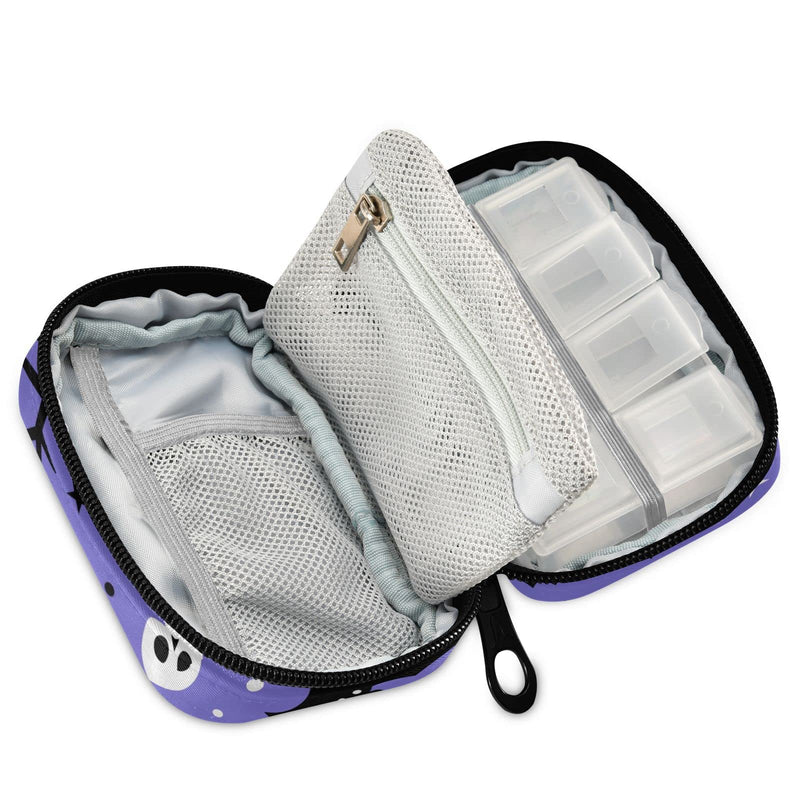 Halloween Bats Travel Pill Organizer Bag | With Zipper 7 Day Portable Weekly Medicine Box Case & Vitamin Supplement Dispenser Pouch for Men Women Color #09