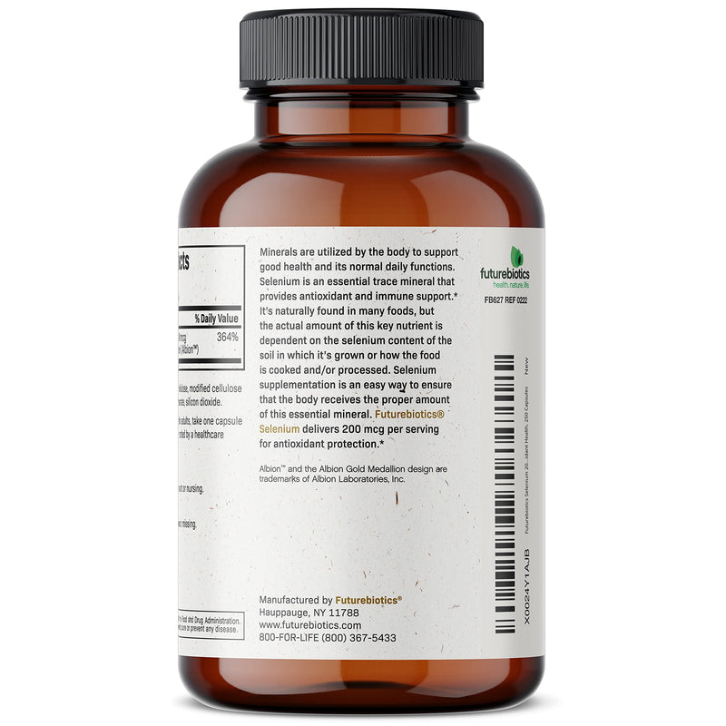 [Australia] - Futurebiotics Selenium 200 mcg - Selenium Amino Acid Complex - Essential Trace Mineral with Superior Absorption, Non GMO, 250 Capsules 