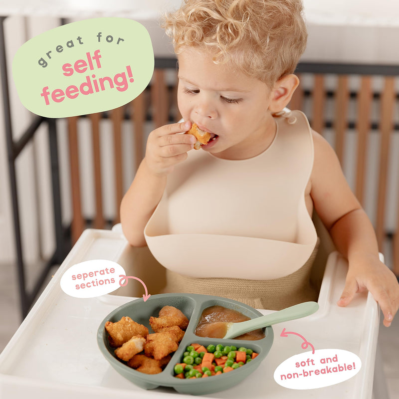 [Australia] - Suction Plates for Baby, Toddlers - FEATURES SUPER STRONG QUADRUPLE SUCTION - 100% Food Grade Silicone Toddler Plates with Suction - Unbreakable Divided Kids Baby Plates - Suction Plate 