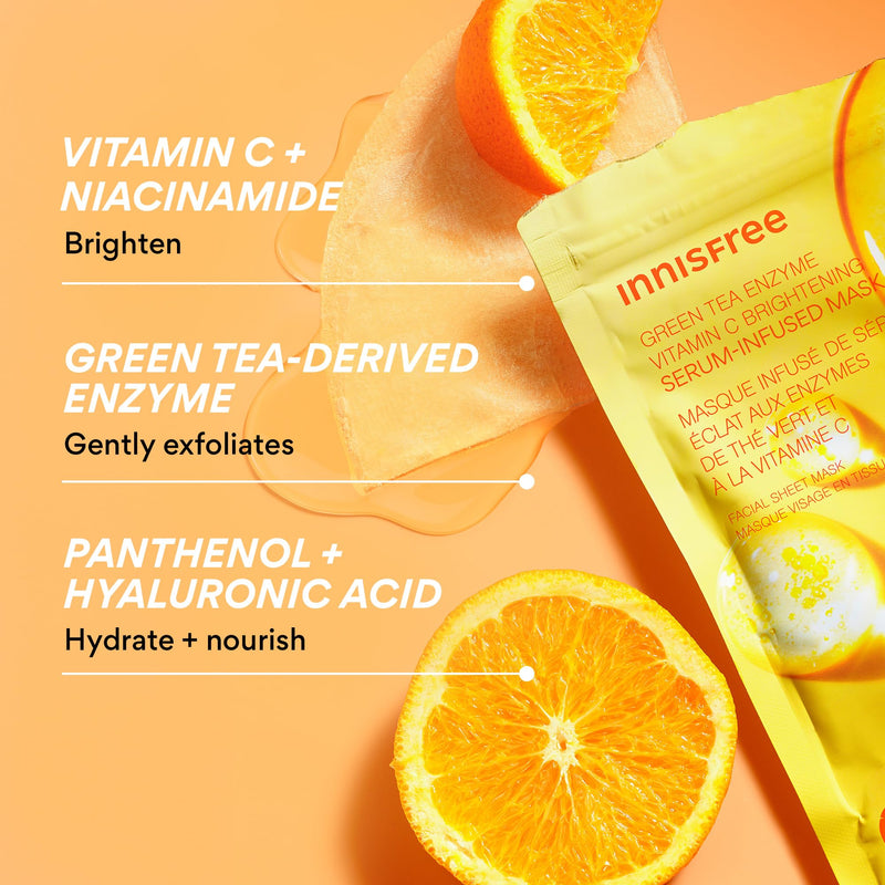 innisfree Serum-Infused Mask - 5 Pack Sheet Masks for Soothing & Hydrating, Ideal for Dry, Oily, and All Skin Types, Available in PDRN, Retinol Cica & Vitamin C