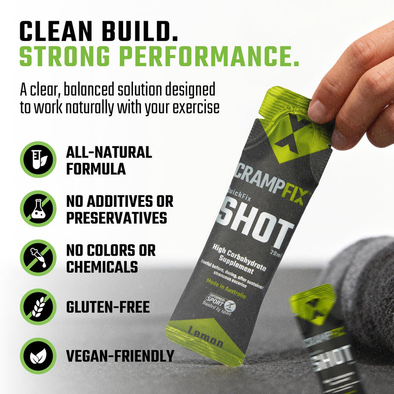 Crampfix QuickFix Shot Sachets - Fast & Effective Relief from Muscle Cramp (9 x 20ml Sachets) (Lemon) Lemon