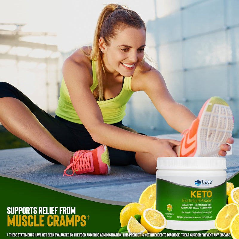 [Australia] - Trace Minerals | Keto Electrolyte Powder Drink Mix | Sugar Free | Promotes Energy and Endurance | Gluten Free, Vegan | Natural Lemon Lime | 55 Servings 