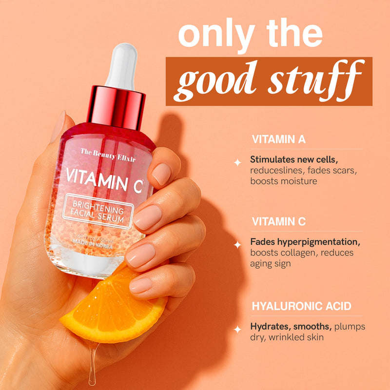 The Beauty Elixir Vitamin C Serum For Face – Dermatologist Tested, Anti Aging, Korean Skin Care – Targets Dark Spots, Revitalizes Dull, Tired Skin For Smoother Look – Vegan, Clean Beauty- 1.69 Fl. Oz.