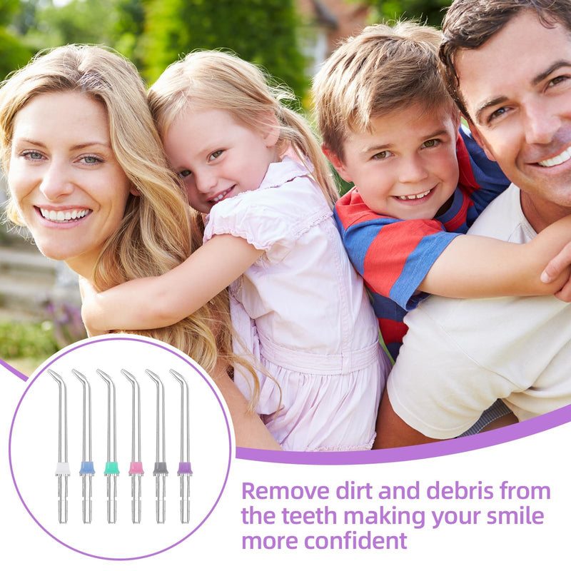 [Australia] - Set of 6 Replacement Dental Shower Tips Compatible with Waterpik WP-100 and Other Models, Classic Dental Spray Water, Oral Sprinkler Nozzles, Multi-Colour 