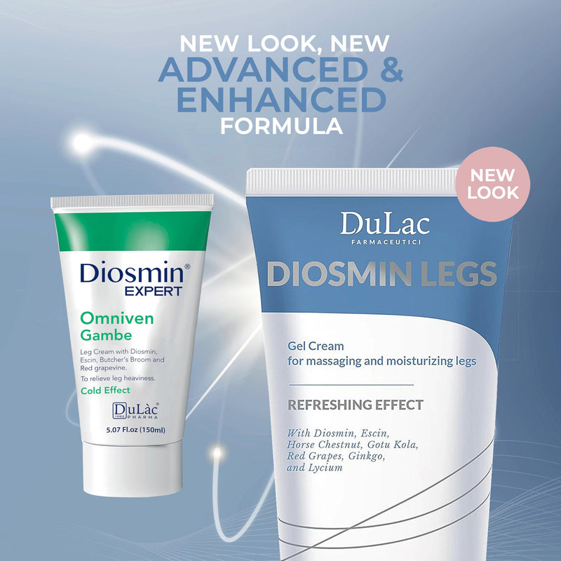 Dulac - Diosmin Legs, Refreshing Gel Cream for Daily Leg Care, 5.07 Fl Oz | With Diosmin, Menthol, Horse Chestnut, Butcher's Broom and Red Vine, Cooling Refreshing, Fast-Absorbing, Made in Italy DiosminLegs