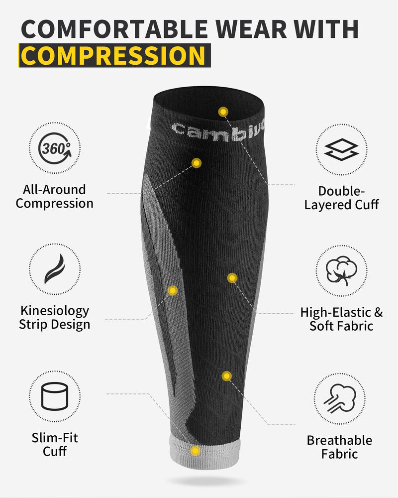 [Australia] - CAMBIVO 3 Pairs Calf Compression Sleeves for Men & Women – Footless Compression Socks for Shin Splints, Pain Relief, Varicose Veins – Leg Support for Running, Travel, Fitness, Nursing Large-X-Large Gray 