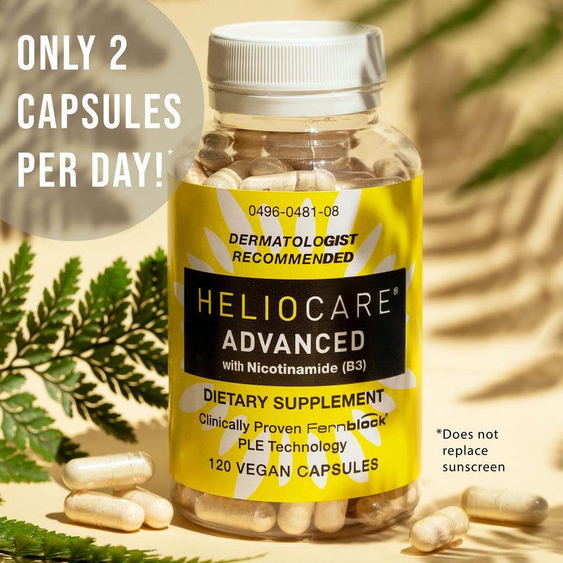 [Australia] - Heliocare Advanced Niacin B3 Supplement: Fernblock PLE Extract 240mg Per Serving - Supports Skin Cell Health W/Antioxidant Rich Vitamin B3 Niacin 500 mg - 120 Vegan Capsules 