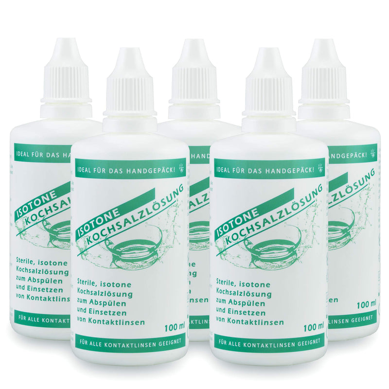 [Australia] - Pack of 5 sterile, isotonic saline solution for all contact lenses, 5x100 ml 