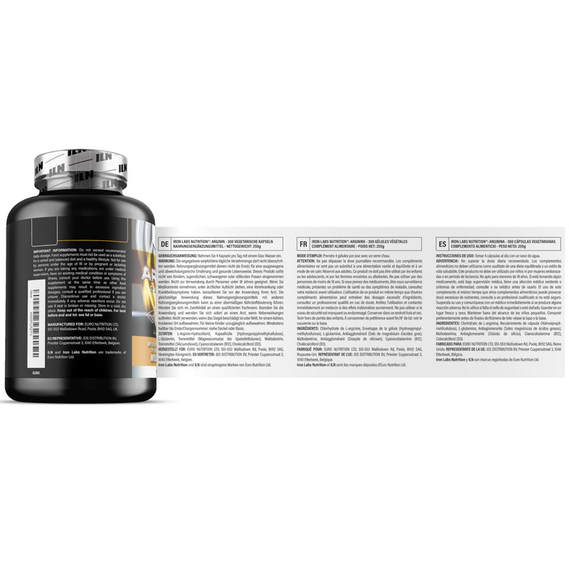 L Arginine Capsules - 2600mg L-Arginine Supplement with Added L-Glutamine, Vitamin B12 & D3 - Nitric Oxide Supplements for Men & Women - 300 Vegetarian Capsules 300 count (Pack of 1)