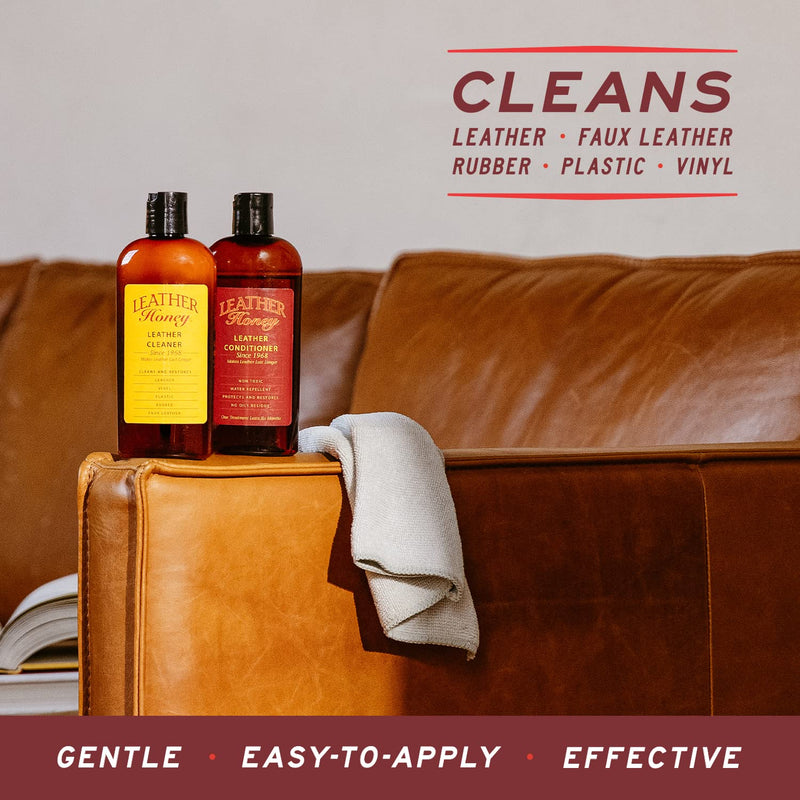 [Australia] - Leather Honey Complete Leather Care Kit Including 8 oz Cleaner and 8 oz Conditioner for use on Leather Apparel, Furniture, Auto Interiors, Shoes, Bags and Accessories 