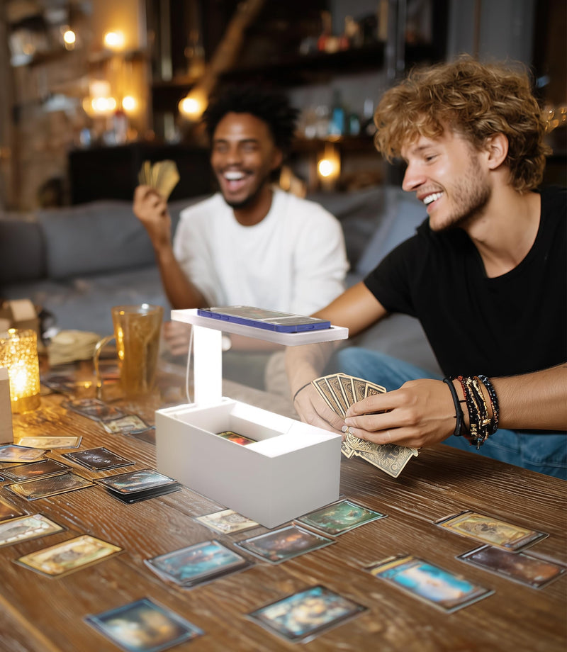 [Australia] - LED Illuminated MTG Card Scanner Stand for ManaBox - 6000K Anti-Glare Lighting, Sloped Drawer, Phone Stand MTG Accessories, Only Available for ManaBox, Only fit for un-Sleeved Cards Only un-sleeved cards 