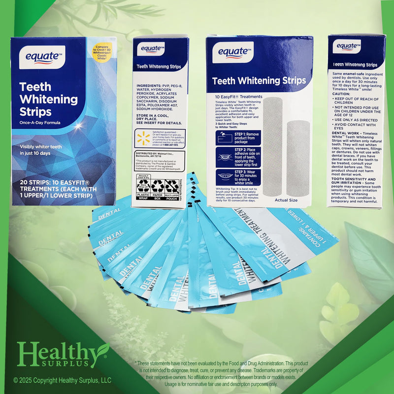 Teeth Whitening Strips 10 Easyfit Treatments (1 Upper/1 Lower Strip for 20 Total Strips)