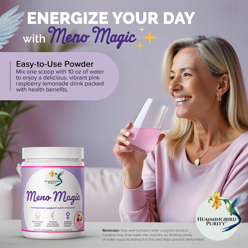 Meno Magic Menopause Support Drink Mix | 8-in-1 Hormone Balance for Hot Flashes, Night Sweats, Mood | Creatine + Herbal & Vitamin Blend | Energy, Metabolism, Muscle Support | 30 Servings