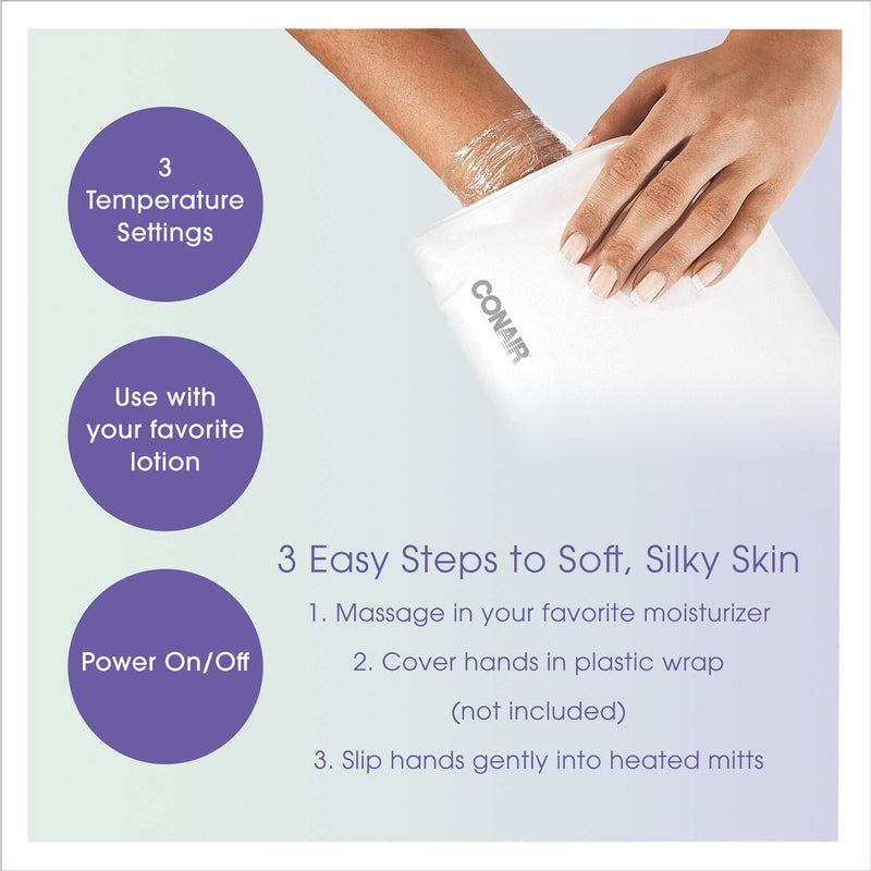 [Australia] - True Glow by Conair Hand Warmer - Electric Hand Warmer Thermal Spa - Heated Lotion Beauty Mitts - Packaging May Vary 1 Count (Pack of 1) 