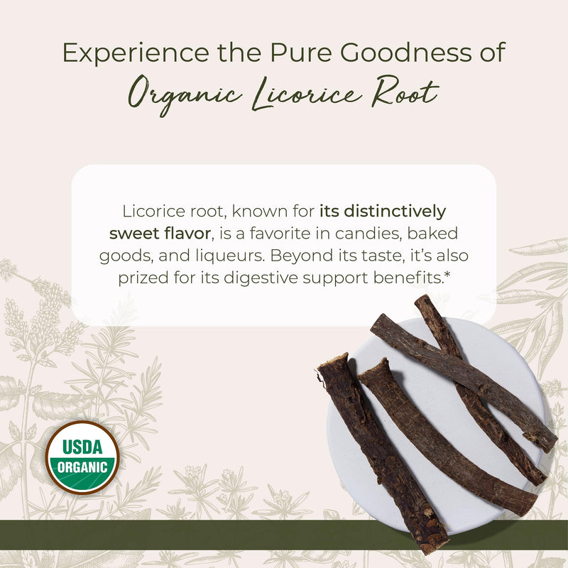 [Australia] - Starwest Botanicals Organic Dried Licorice Root Sticks 6" - Herb for Loose Leaf Tea Blends, Candy, & Baked Goods, Cut & Sifted, Certified Kosher, Non-GMO - 4 oz Pouch 4 Ounce (Pack of 1) 
