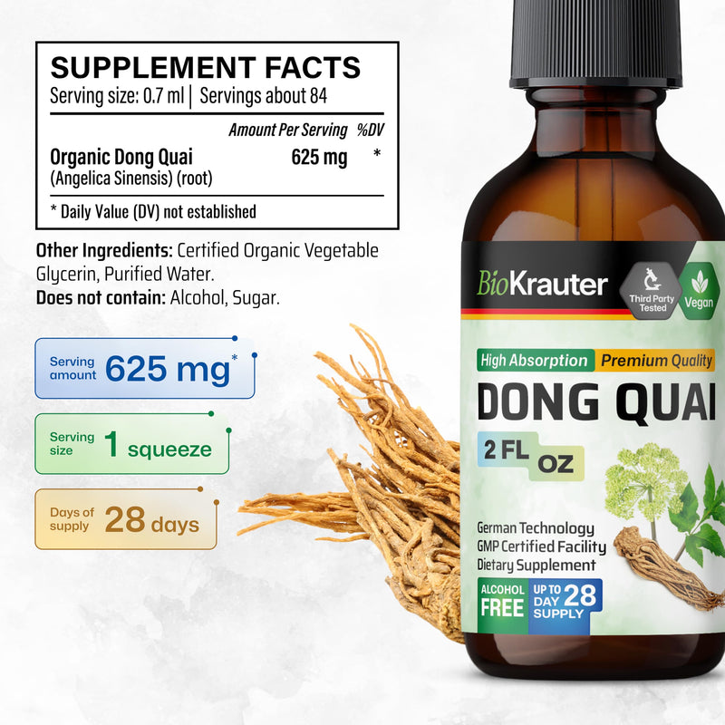[Australia] - Dong Quai Tincture - Organic Angelica Root Liquid Extract - Women’s Health Support - Alcohol and Sugar Free - Vegan Drops 2 Fl.Oz. 2 Fl Oz (Pack of 1) 