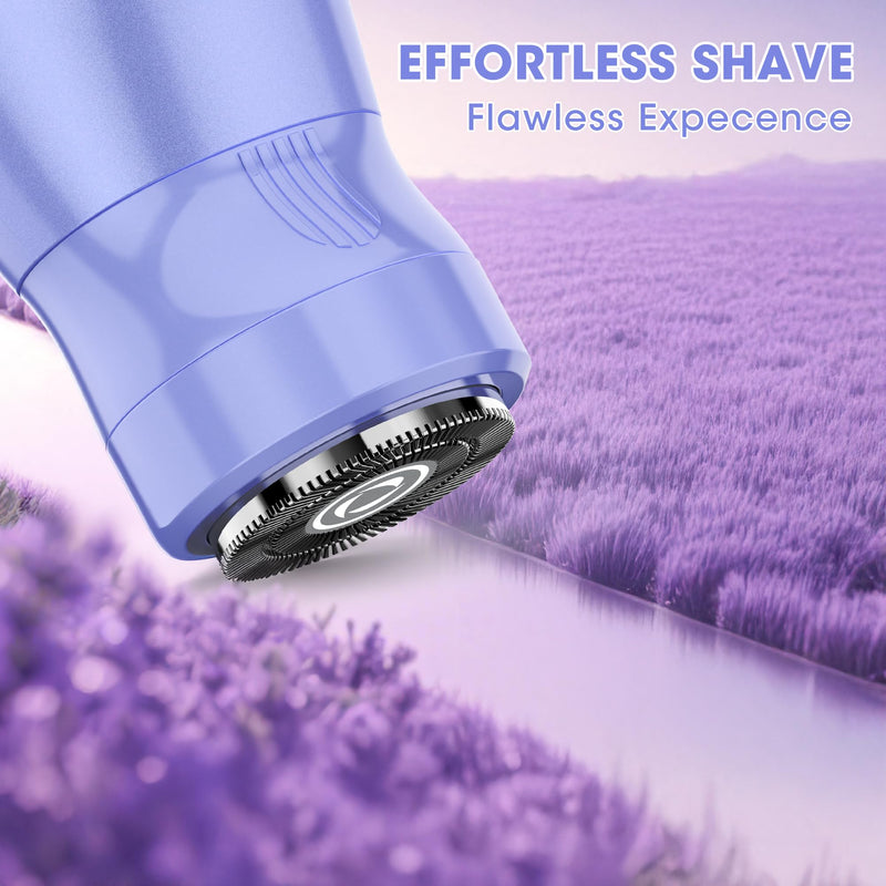[Australia] - Karrte 5-in-1 Electric Razor for Women's Pubic Hair, Painless Body Shaver and Facial Epilator, Hair Removal for Face, Bikini Trimmer for Women's Private Area Purple 