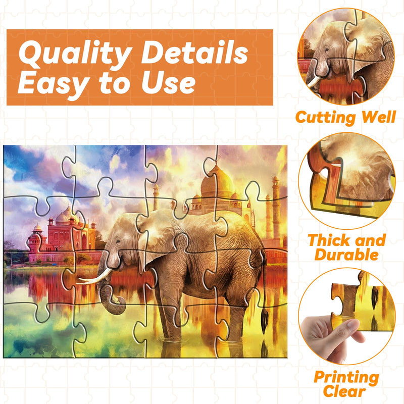 [Australia] - 5 Packs 16 Piece Large Jigsaw Puzzles for Dementia Alzheimer’s Products Activities, Alzheimer’s Puzzles Memory Cognitive Games for Elderly Seniors with 5 Storage Bags, Gift for Elderly Adults, Animal 