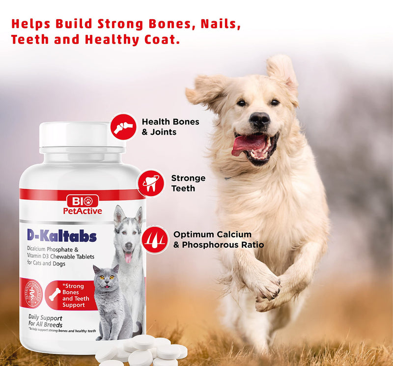D-Kaltabs Phosphorus, Calcium Vitamin D3 Supplement for Dogs & Cats, Prenatal Pet Vitamins, Daily Pet-Tabs, Strong Nail, Teeth Support, 84 Chewable Tablets 84 Chewable Tablets D-Kaltabs - PawsPlanet Australia
