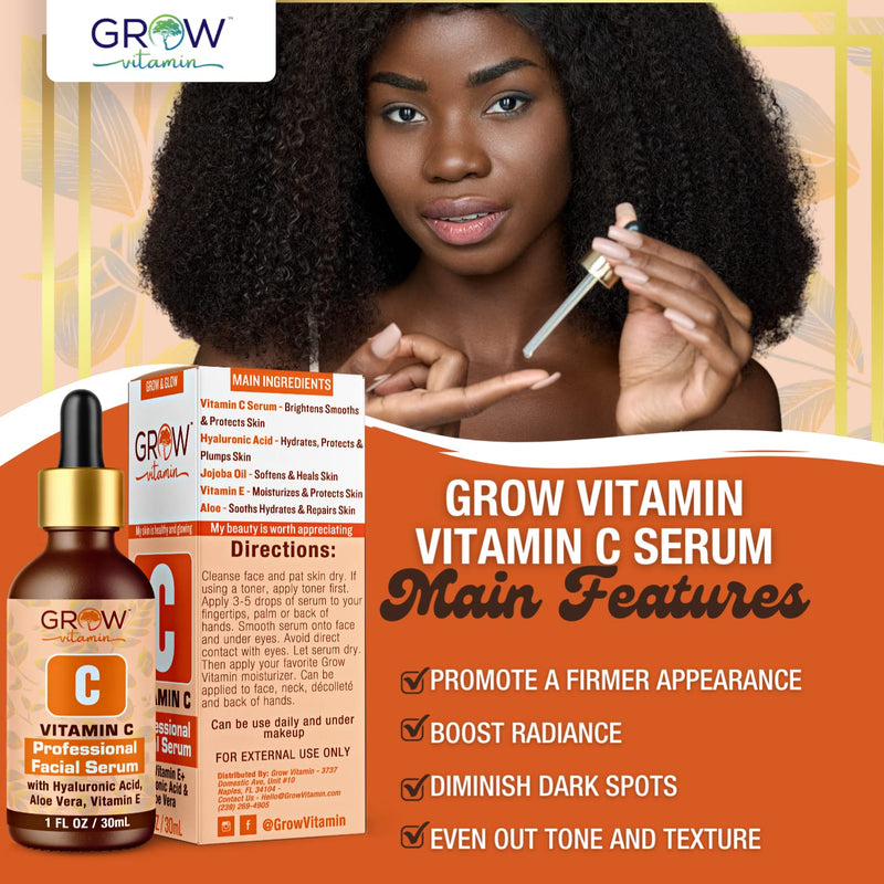 True Skin Vitamin C Serum for Face with Hyaluronic Acid, Vitamin E, Aloe Vera and Jojoba Oil, Hydrating & Brightening Serum for Anti Aging, Dark Spots, Fine Lines & Wrinkles, 1 fl oz | Hyaluronic Acid, Vitamin E, Aloe Vera and Jojoba Oil, Hydrating & B...