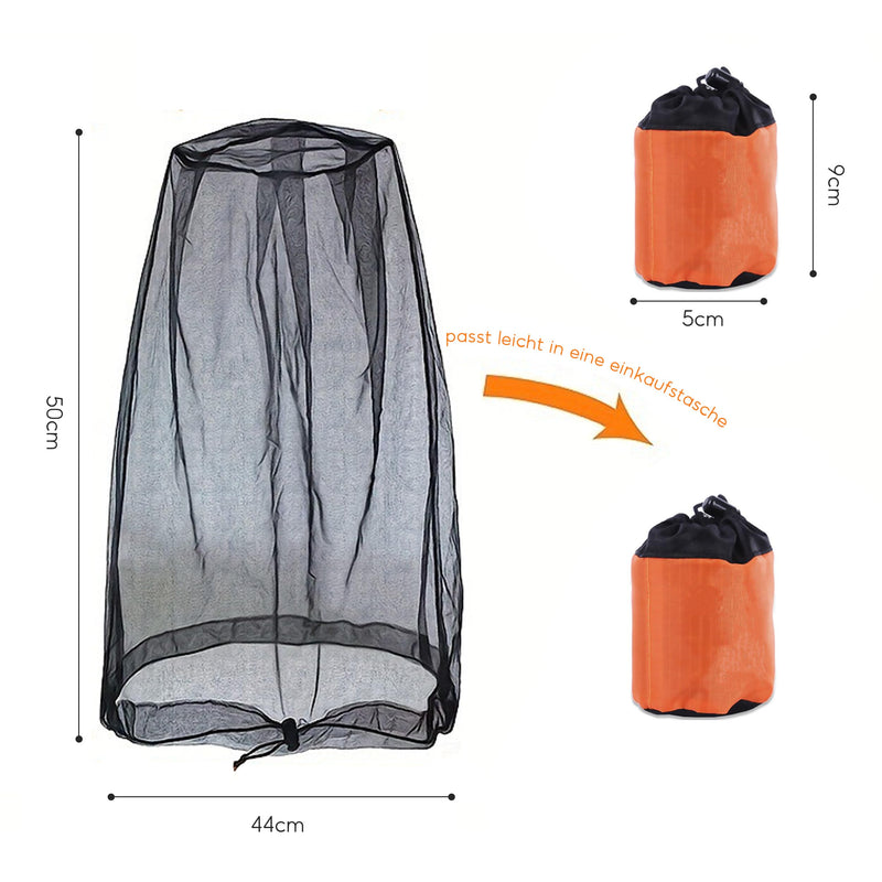 [Australia] - Mosquito Net Head, Pack of 2 Mosquito Head Net with Carry Bag, Head Net Face Mesh Head Cover, Mosquito Net Hat for Face Insect Protection Hat for Outdoor Fishing Beekeeping Camping (Black) 