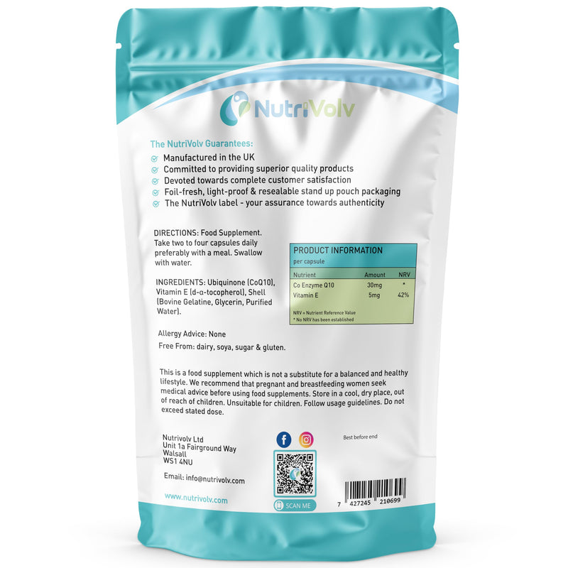 Co Enzyme Q10 30mg | 90 Softgels | Heart Brain & Energy Support | Antioxidant | High Absorption | Ubiquinone