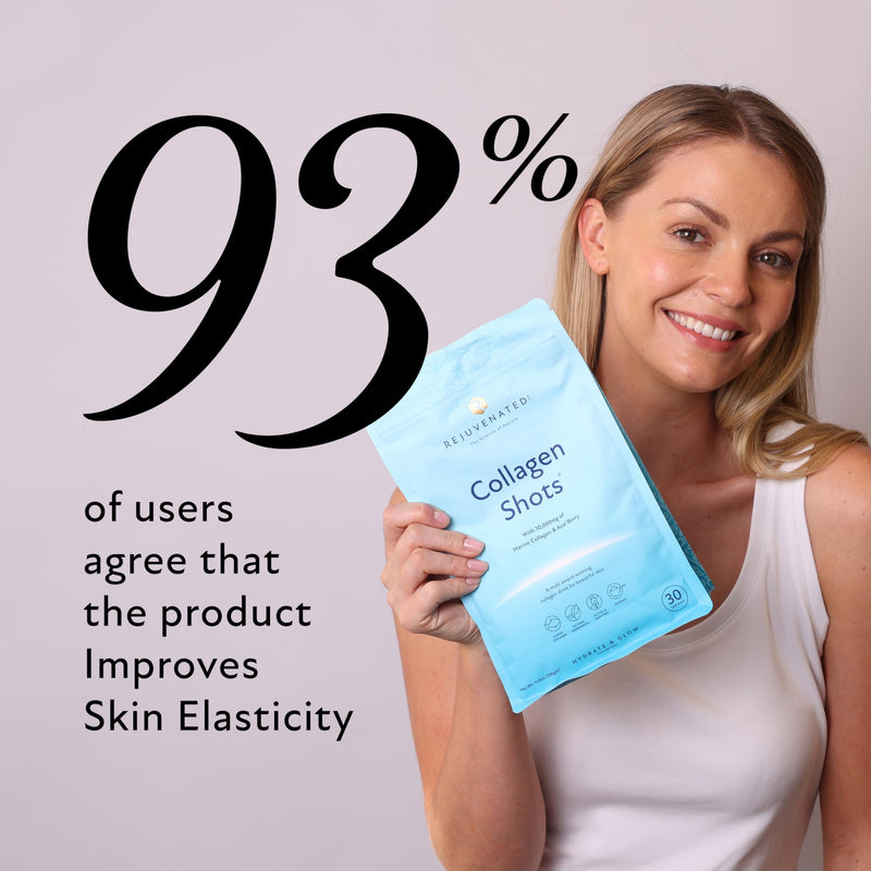 Rejuvenated Collagen Shots - 10,000 mg Marine Collagen Supplement Drink with Antioxidants, Vitamins & Hyaluronic Acid (30 Servings) Collagen Shots - 30 Servings