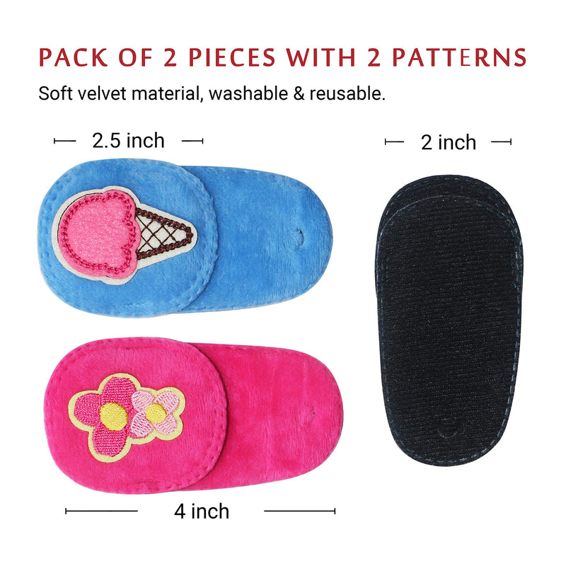 [Australia] - Astropic 2Pcs Eye Patches for Kids | Girls Eye Patch for Glasses | Medical Eye Patches for Children with Lazy Eye | Amblyopia Eye Patch for Toddlers to Cover Either Eye (Pink Flower & Blue Icecream) Pink Flower & Blue Icecream 
