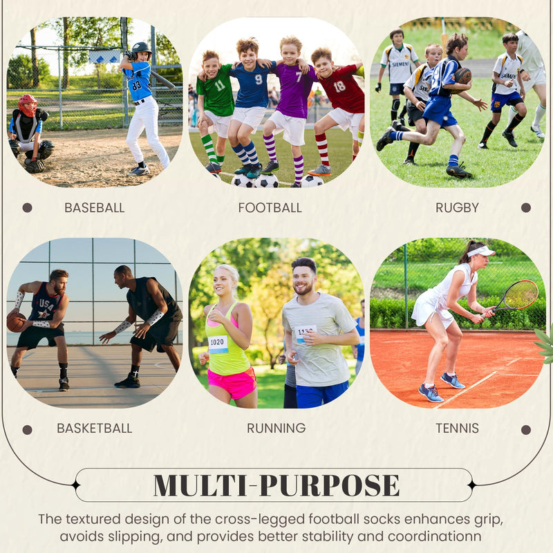 TrelaCo 2 Pcs Christian Athletic Tape with 2 Sets Cross Grip Socks Cotton Sports Athletic Tape Serrated Edges Religious Soccer Socks for Football Baseball Hockey Soccer (Cross)