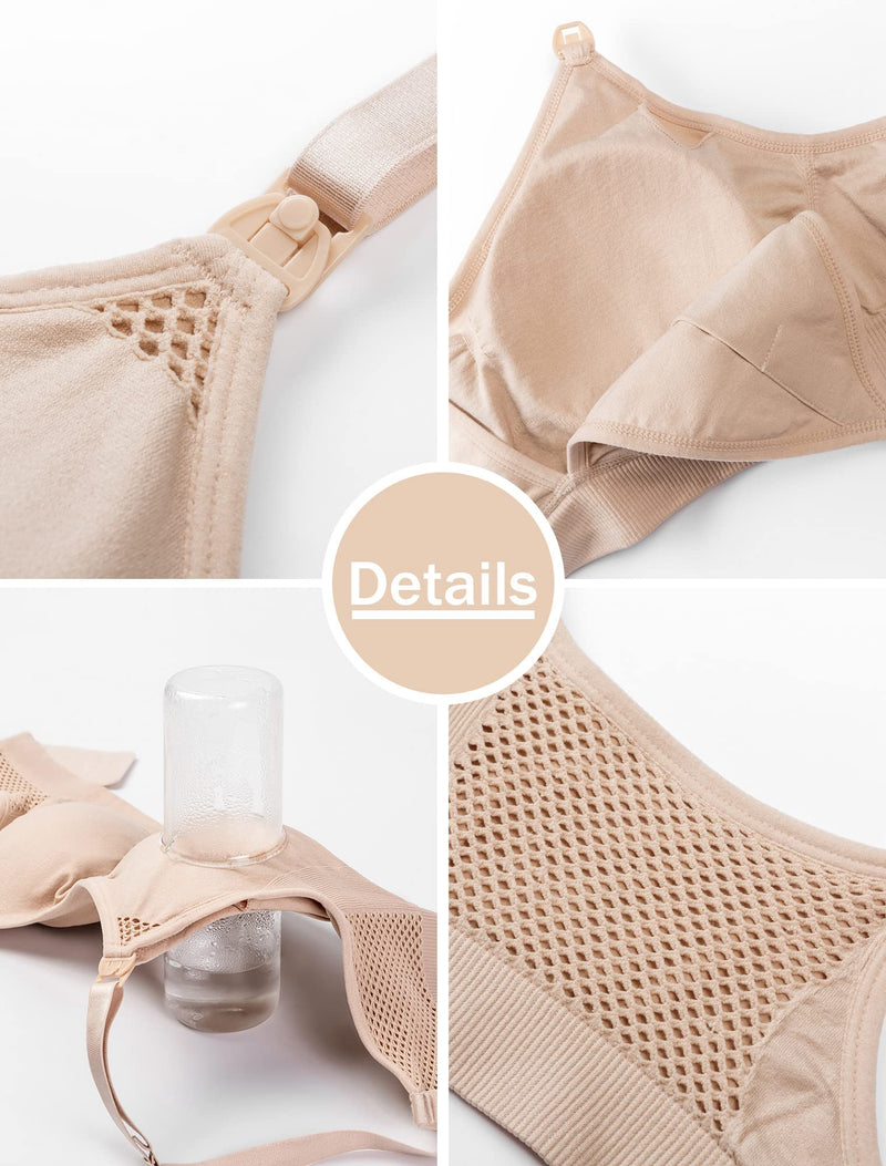 [Australia] - 4HOW Pumping Bra Hands Free Maternity Bras for Breastfeeding Pumping and Nursing Bra in One Comfort Smooth,Great Support X-Large Black+grey+beige 