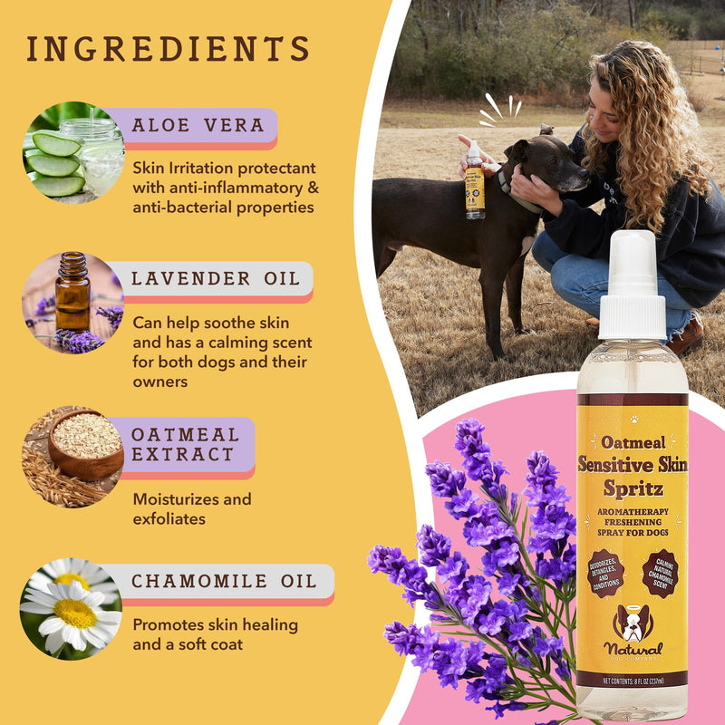 Natural Dog Company Sensitive Skin Shampoo and deodorizing Spray Grooming Bundle, Includes (1) Sensitive Skin Shampoo 12 Oz, (1) Sensitive Skin Dog deodorizing Spray 8 Oz - PawsPlanet Australia