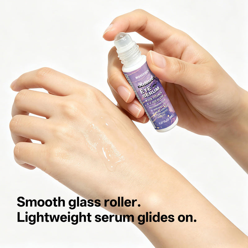 Retinol Eye Cream & Roller Serum Set, 1OZ & 0.27OZ | Retinol, Vitamin E, Squalane, Hyaluronic Acid, For Dark Circles, Eye Bags & Fine Lines
