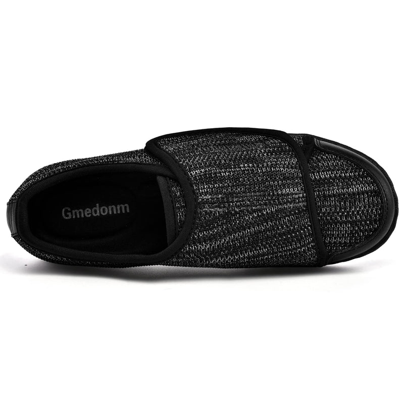 [Australia] - Women's Wide Shoes with Adjustable Lightweight for Diabetic Edema Plantar Fasciitis Bunions Arthritis Swollen Feet Air Cushion Bottom Fattening and Widening Elderly Shoes 9.5 Black Grey 