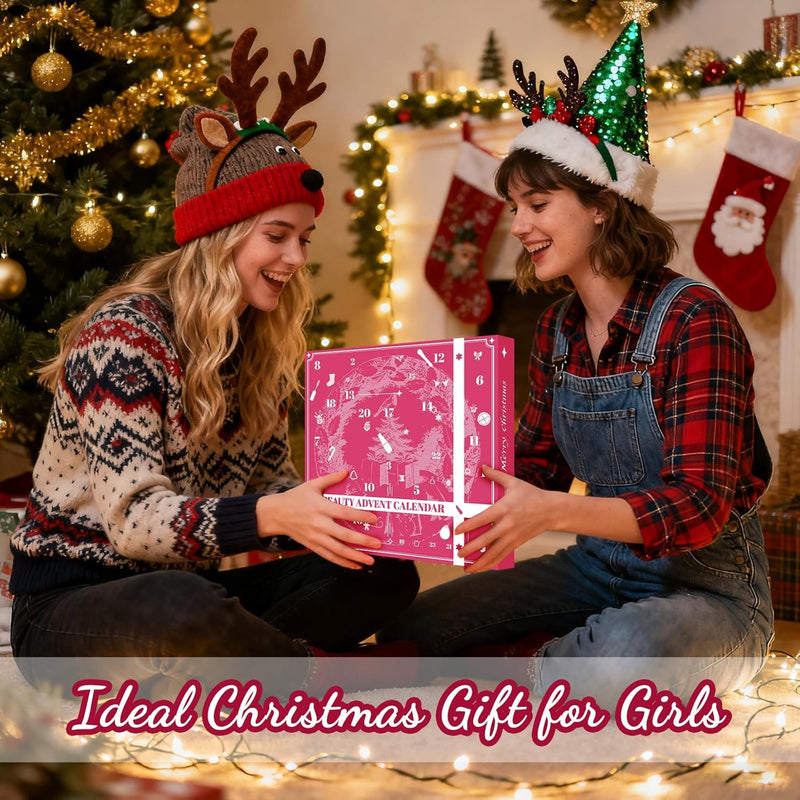 [Australia] - Makeup Advent Calendar 2025 for Women & Teen Girls, 24 Days Christmas Countdown Calendar Beauty Gift Set, 2025 Xmas Gift Surprise Box Calendar Full Makeup Kit Multicolor 