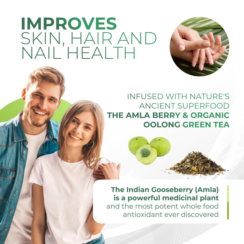 [Australia] - Amla Powder & Decaf Green Tea Superfood Supplement, 20x Ultra Concentrated Amla, Oolong Tea and Indian Gooseberries, Organic, Vegan, 90 Servings 90 Servings (Pack of 1) 