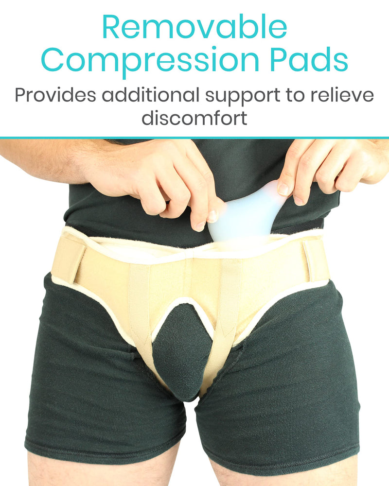 [Australia] - Vive Hernia Belt - Hernia Support Truss for Single/Double Inguinal or Sports Hernia - Two Removable Compression Pads & Adjustable Groin Straps - Surgery & Injury Recovery (Small) Small 