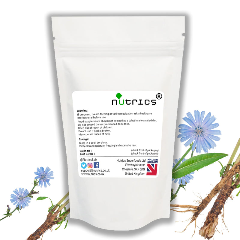 Chicory Root 850mg x 60 Vegetarian Capsules Prebiotic Fibre Inulin - No Fillers Binders or Bulking Agents - 100% Pure - Suitable for Vegan Vegetarian Diet