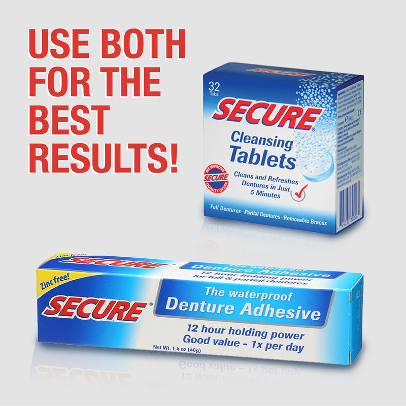 [Australia] - Secure Waterproof Denture Adhesive - Zinc Free - Extra Strong Hold For Upper, Lower or Partials - 1.4 oz (Pack of 2) 1.4 Ounce (Pack of 2) 